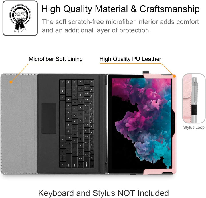 Fintie Hülle für Microsoft Surface Pro 7+ / 7/6 / 5/4 / 3 - Multi-Sichtwinkel Kunstleder Tasche Schu