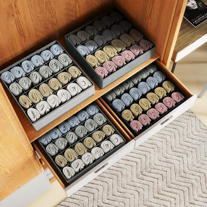 Homsorout 4 Stück Aufbewahrungsboxen 24 Zellen Schublade Organizer Faltbare kleiderschrank Schrank O