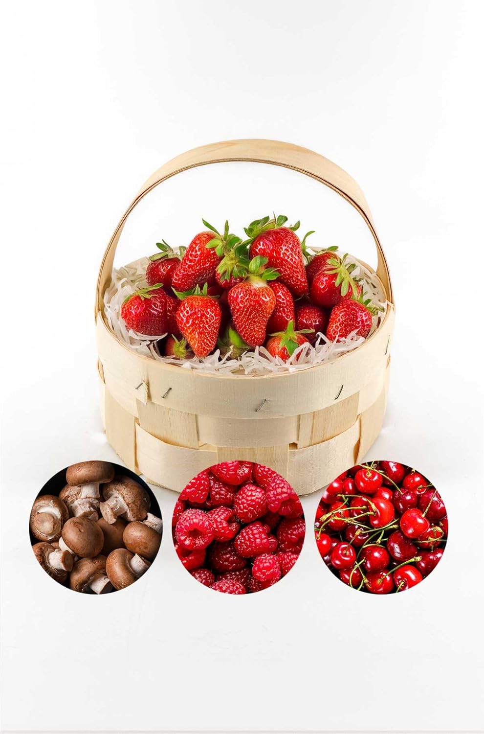4er Set - Spankorb mit Henkel - rund, Erntekorb, Obstkorb, Geschenkkorb, Dekokorb, gross, 22cm Durch