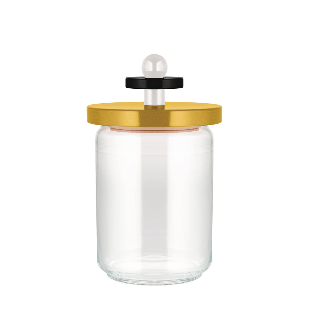Alessi ES16/100 1 Twergi Küchendose aus Glas mit abgedichtetem Deckel aus Lindenholz, 100 Values Col