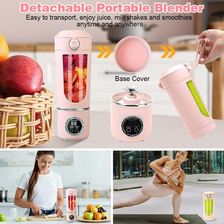 Tragbarer Mixer, 700 ml kleiner Mixer Smoothie, Mini-Standmixer mit 12 Edelstahlklingen und Digitala