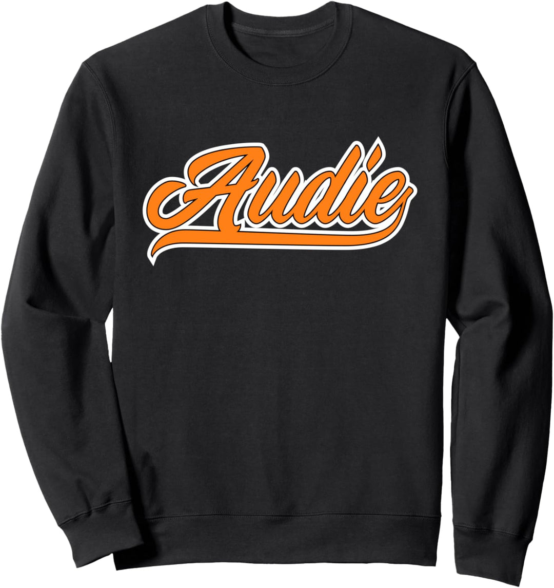 Athletic First Name Audie Team Audie Cool Orange Font Sweatshirt