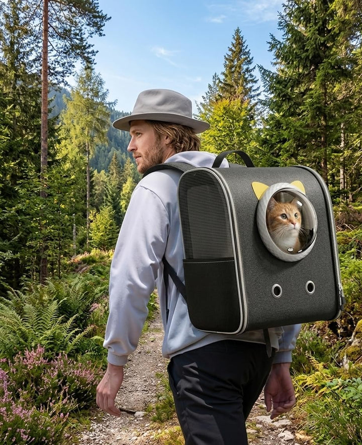 Katzenrucksack mit Fenster bis 10kg, Haustier Rucksack für Katzen Hunde, Belüftet & Ergonomisch mit