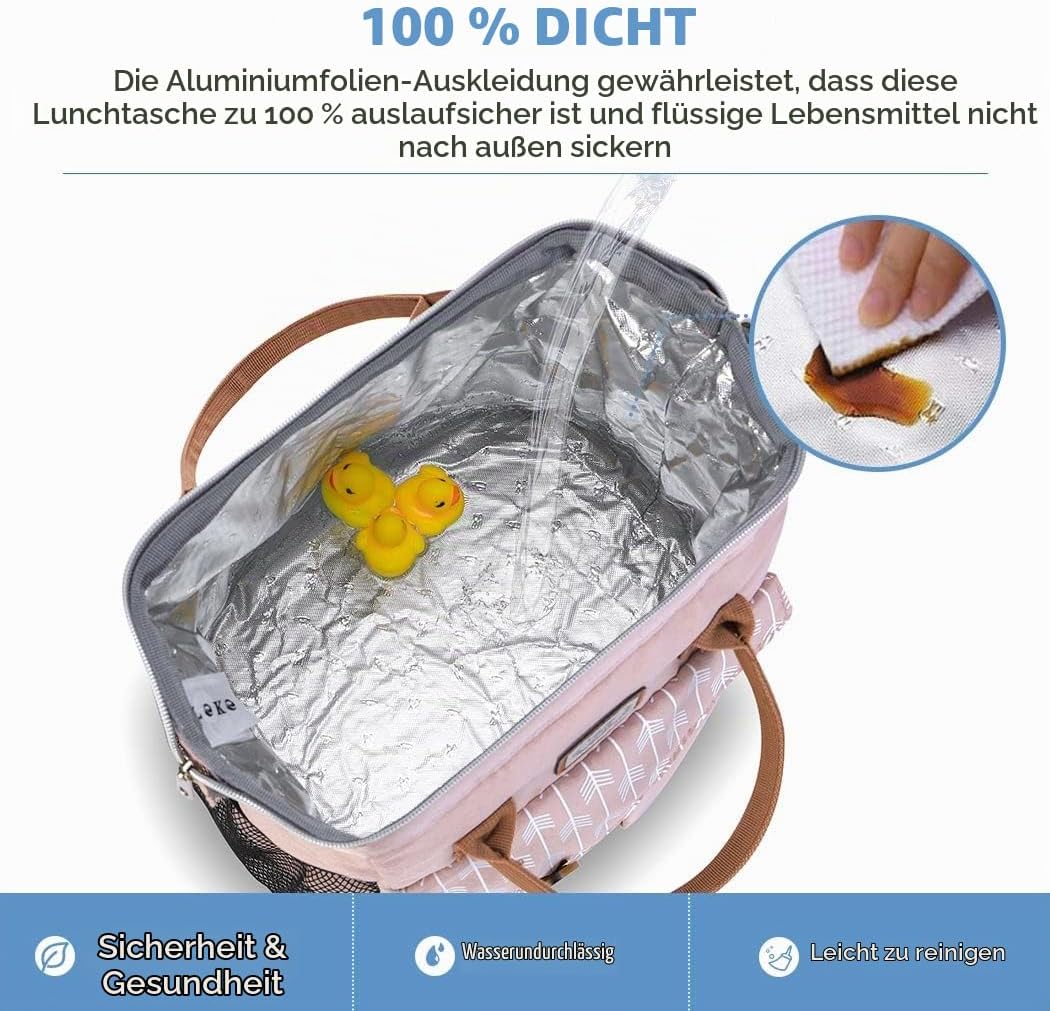 Lekesky Kühltasche Damen Lunchtasche Isolierte für Frauen Auslaufsichere weit geöffnete Lunchbox, 11