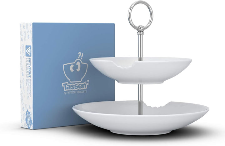FIFTYEIGHT PRODUCTS / Tassen / Etagere 2-Stufig „Food-Temple" (Porzellan, 18-24 cm, weiss, Made in G