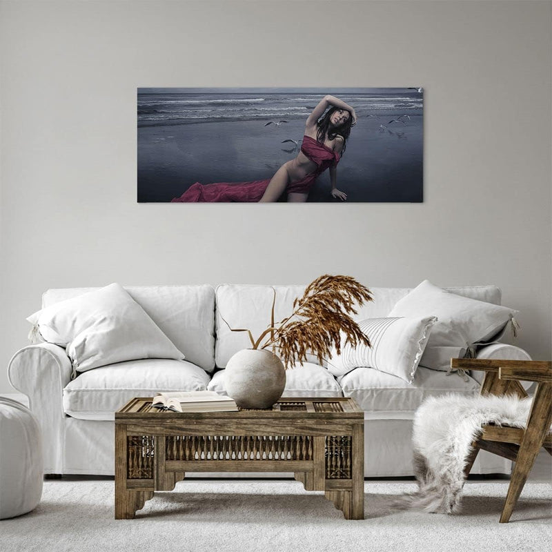 Panorama Bilder auf Leinwand 100x40cm Leinwandbild Modell Möwe Vogel Natur Gross Wanddeko Bild Schla