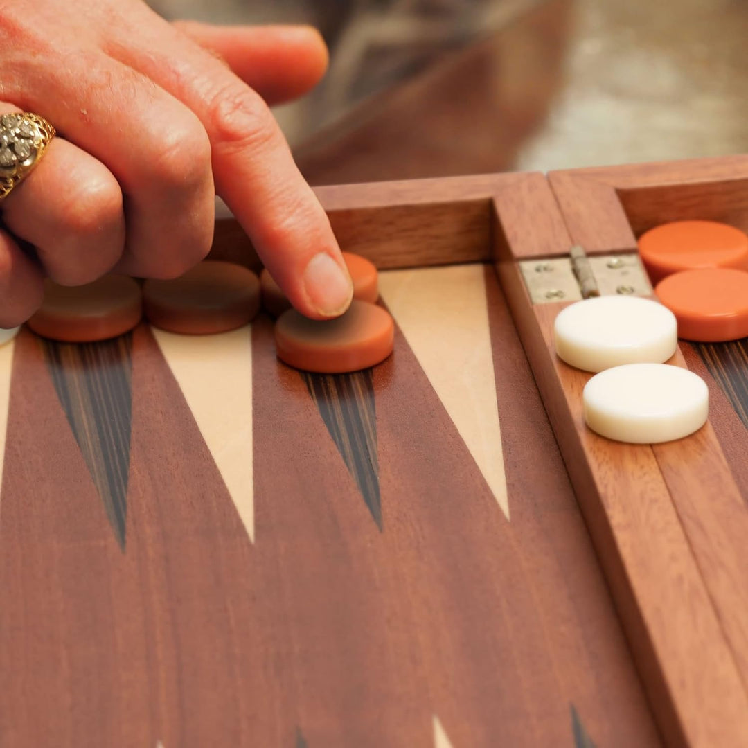 Yellow Mountain Imports Backgammon-Spiel-Set mit Holzeinlagen, Pasadena - 38,5 Zentimeter Spielbrett