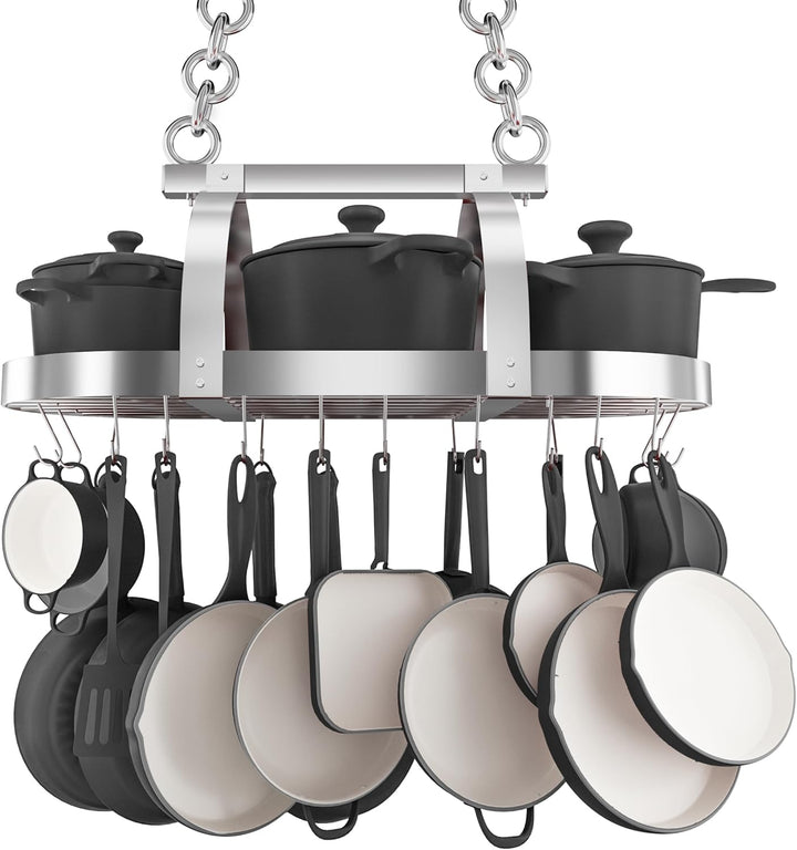 KES 85x39cm Chrom Topfhalter Pfannenhalter Hängeregal Küche Topfregal Deckenregal Hängend Küchenrega