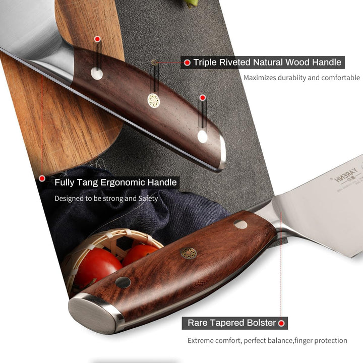 YARENH Kochmesser aus Rostfreiem Stahl, Profi Chefmesser - Scharfe und Langlebige Klinge, 20 cm Klin