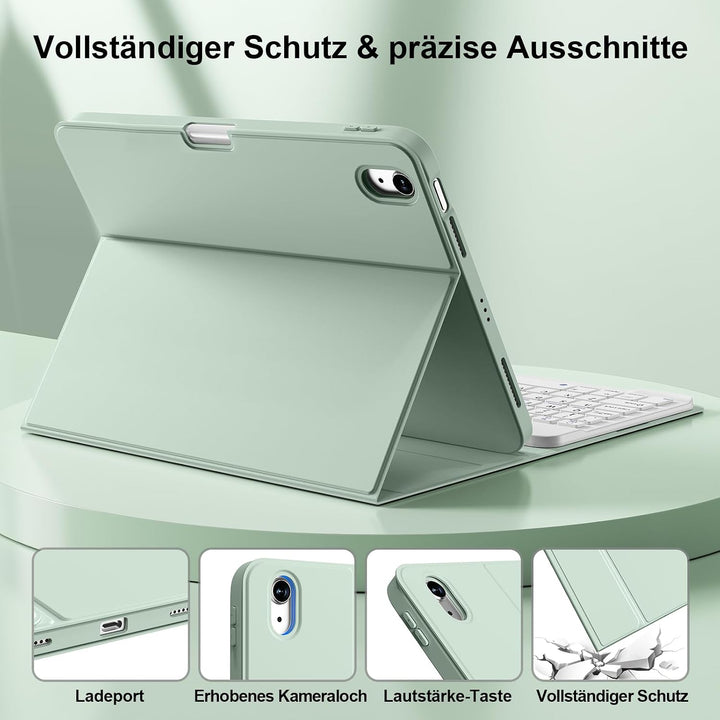 Tastatur Hülle für iPad Air 11"/10,9" QWERTZ Layout, Hellgrün | für iPad Air 11 Zoll M4/M3/M2 2026/2
