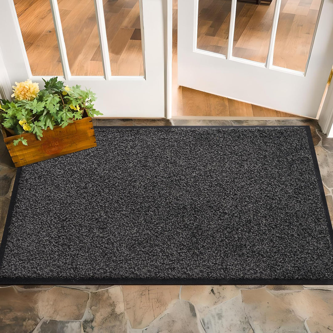 Mibao Fussmatte für Innen & Aussen, 60x90cm Grau Fussmatten, Dauerhaft Waschbar Fussmatte, Schmutzfa