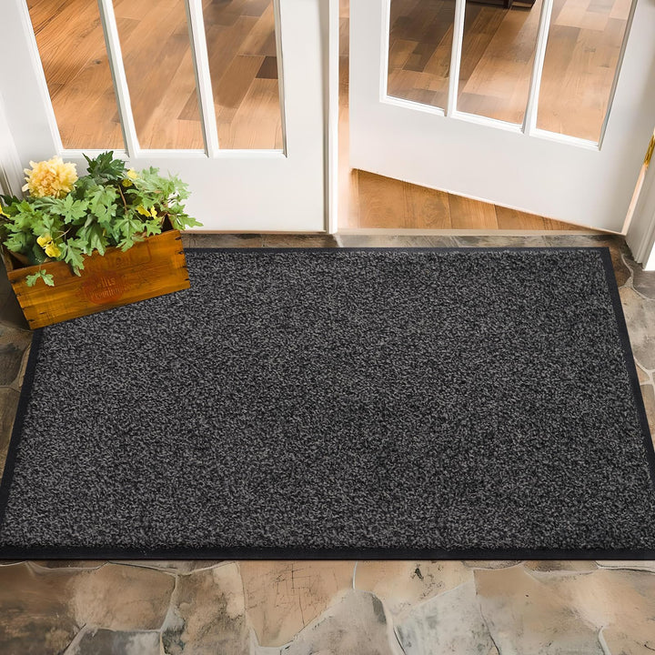 Mibao Fussmatte für Innen & Aussen, 60x90cm Grau Fussmatten, Dauerhaft Waschbar Fussmatte, Schmutzfa