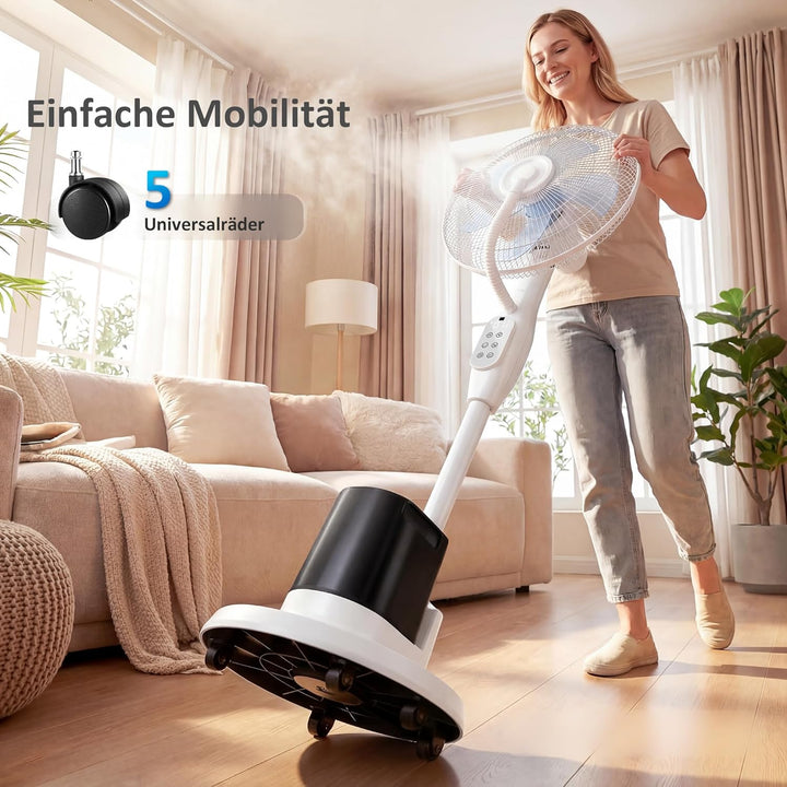 HOMCOM Ventilator mit Wasserkühlung, Luftbefeuchter leise, Neigbar Standventilator inkl. Sprühnebel,