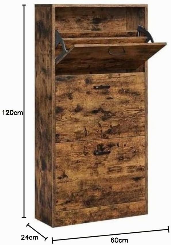VASAGLE Schuhschrank mit 3 Klappen, Schuhregal mit 3 Ebenen, Aufbewahrungsschrank, perfekt für schma