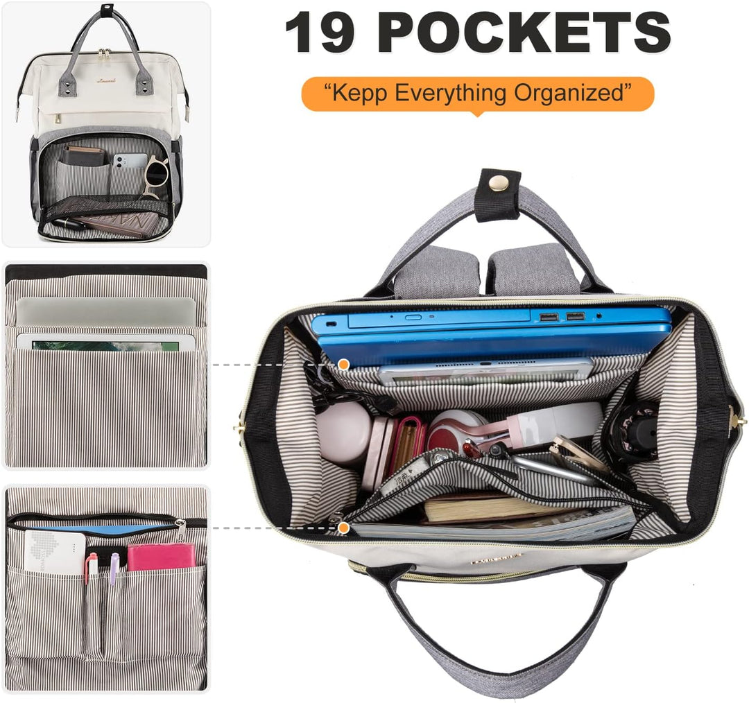 LOVEVOOK Laptop Rucksack Damen 15,6 Zoll, Gross Schulrucksack Teenager, Rucksack Handgepäck, Wasserd