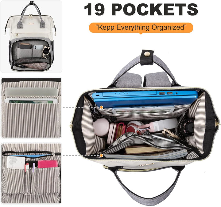 LOVEVOOK Laptop Rucksack Damen 15,6 Zoll, Gross Schulrucksack Teenager, Rucksack Handgepäck, Wasserd
