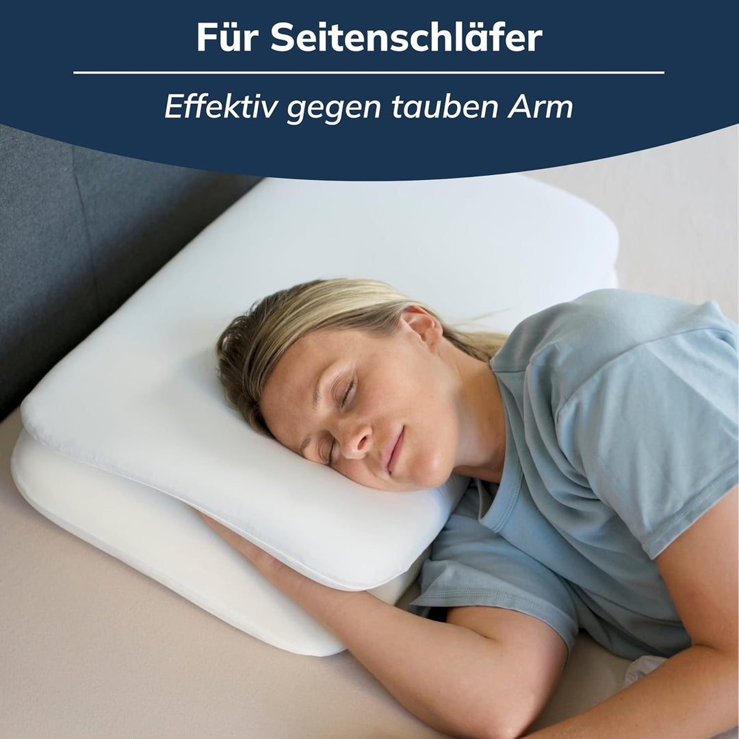 CALMONT - Seitenschläferkissen mit Bezug I RedDot Award Gewinner I Side+ Kissen IBauchschläferkissen