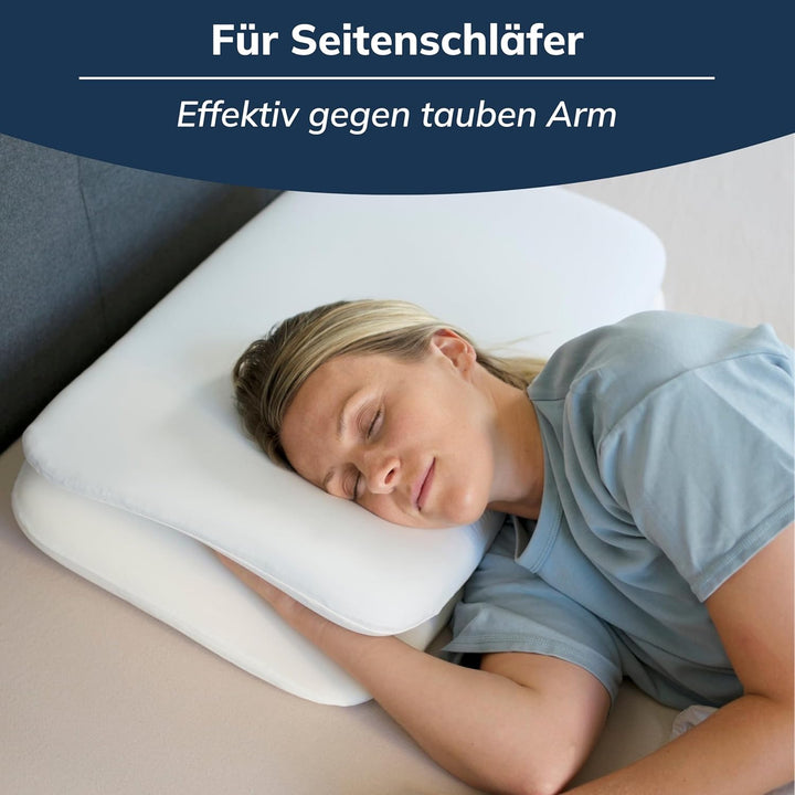 CALMONT - Seitenschläferkissen mit Bezug I RedDot Award Gewinner I Side+ Kissen IBauchschläferkissen