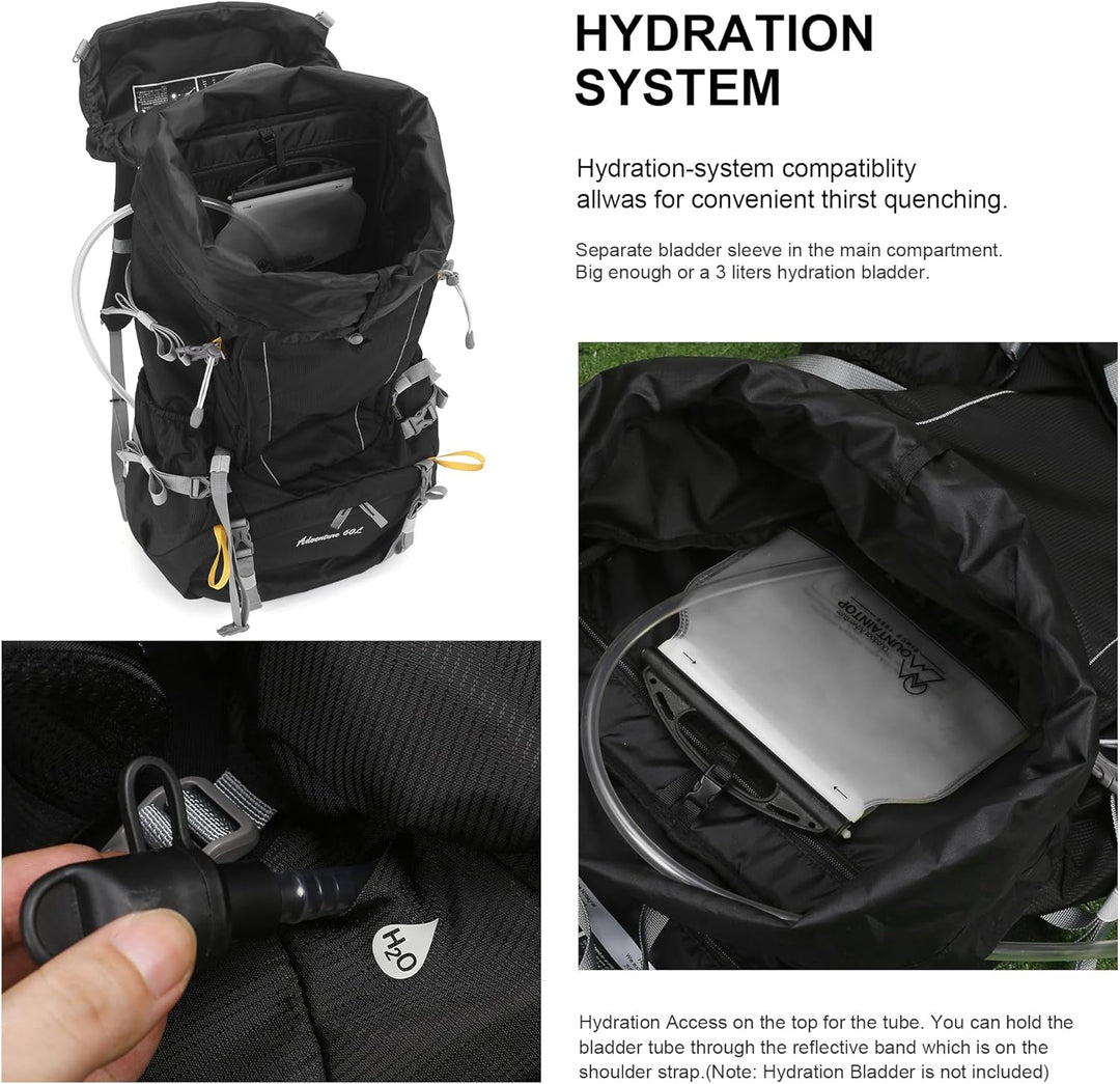 Mountaintop Trekkingrucksack 60L Wanderrucksack Herren Damen Reiserucksack Grosser Rucksack mit Rege