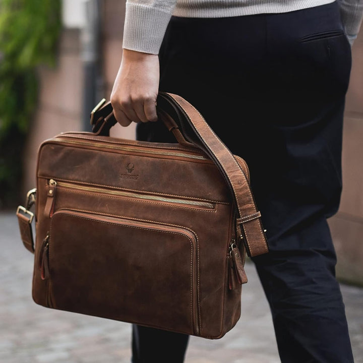 DONBOLSO Laptoptasche San Francisco I Leder Umhängetasche für Laptop I Aktentasche für Notebook in z