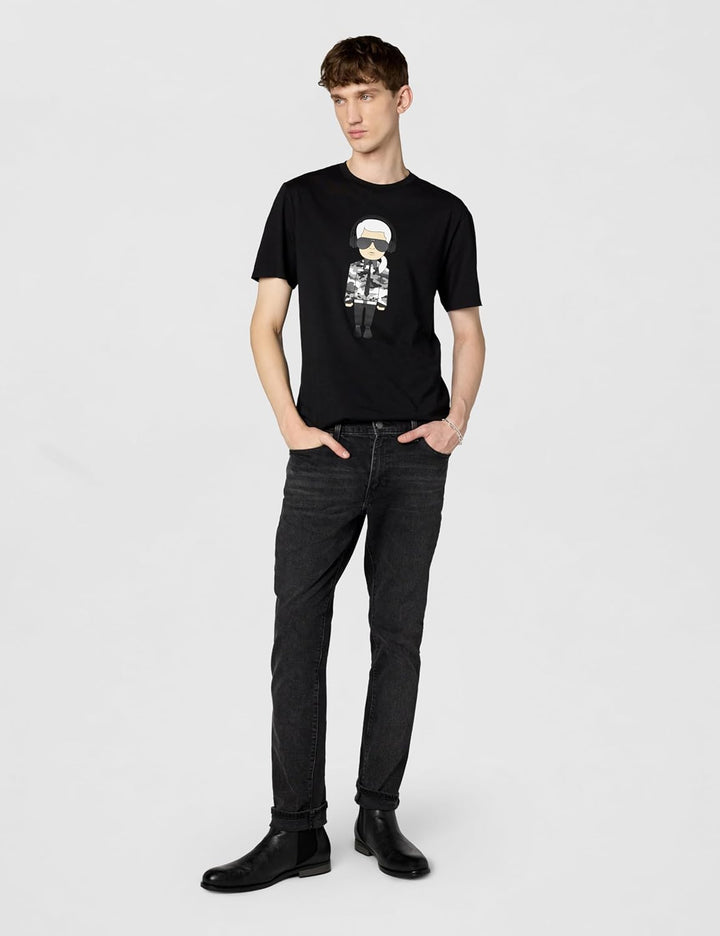 KARL LAGERFELD Herren Reflektierendes Karl with Headphones T-Shirt, Schwarz