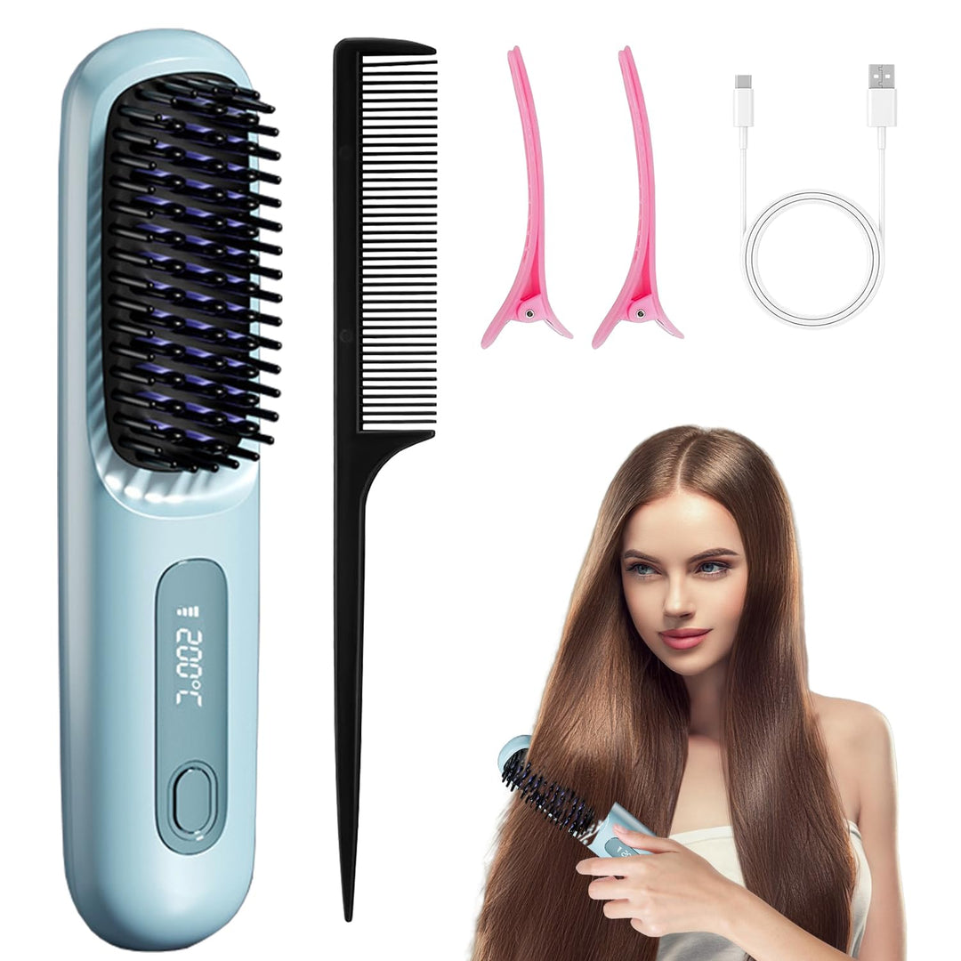 Mini-Haarkamm,Glättbürste Kabellos, 2026 Neu Haarglätter Bürste, Tragbare Bürste Glätten, Kabellose