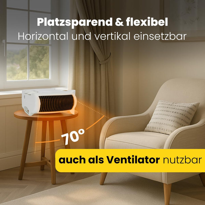 Clatronic® mobiler & kompakter Heizlüfter | 2000W & 1000W | mit Ventilatorfunktion und Überhitzungss