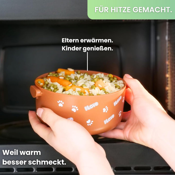 Kinder Lunchbox „Lou“ 1200ml, 2 Etagen mit Besteck und Fächern, Premium Dose süss, BPA-freie Brotdos