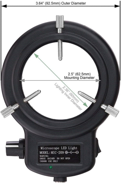 AmScope LED-144B-ZK Einstellbare LED-Ringleuchte mit Netzteil für Stereomikroskop & Kamera, schwarz,