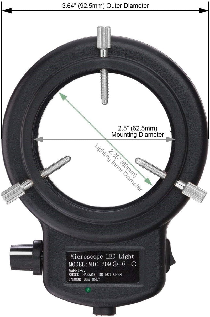 AmScope LED-144B-ZK Einstellbare LED-Ringleuchte mit Netzteil für Stereomikroskop & Kamera, schwarz,