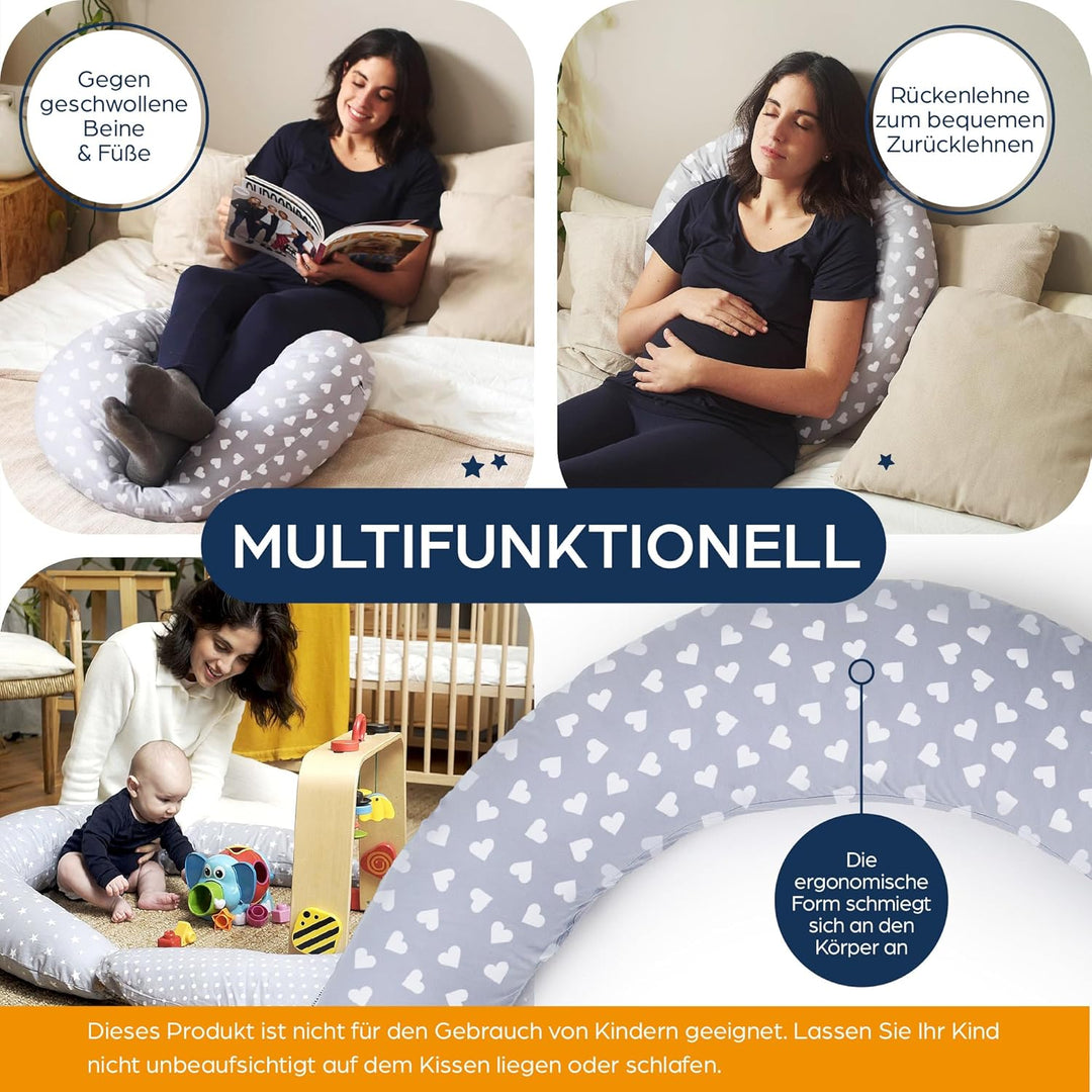 Niimo XXL Schwangerschaftskissen & Stillkissen - Seitenschläferkissen mit Bezug aus 100% Baumwolle,