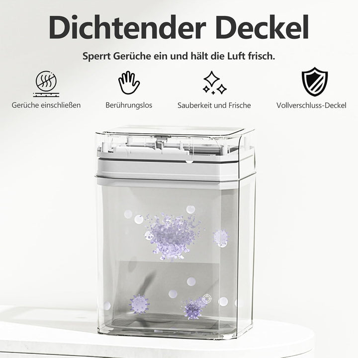 Automatischer Mülleimer 12L mit Sensor - Elektrischer Mülleimer mit Deckel für Küche, Bad, WC - Wass