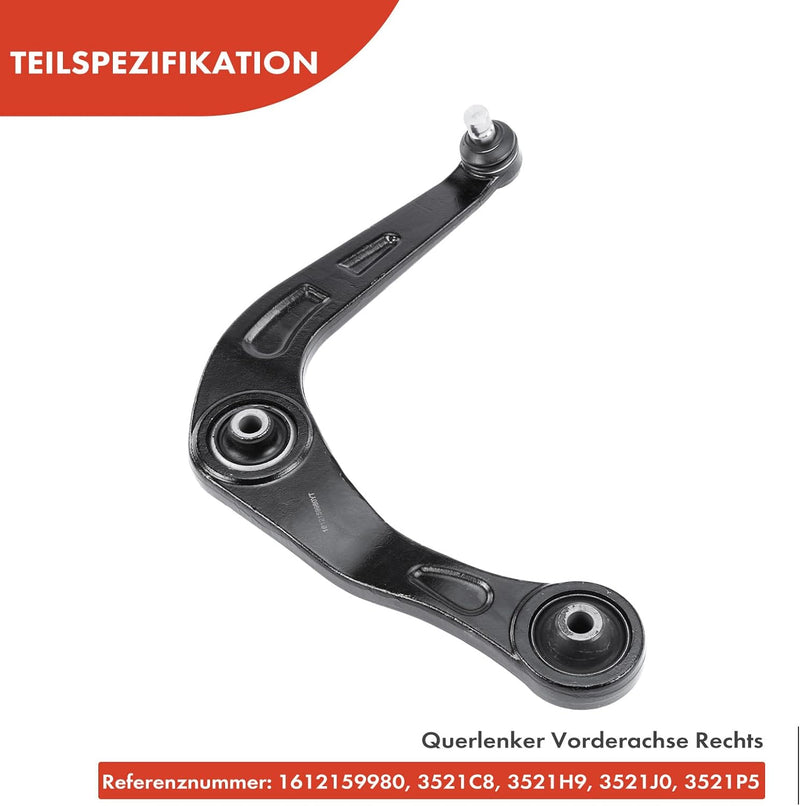 Frankberg 1x Querlenker Radaufhängung Vorne Rechts Unten Kompatibel mit 206 Schrägheck 2A/C 1.1L-2.0