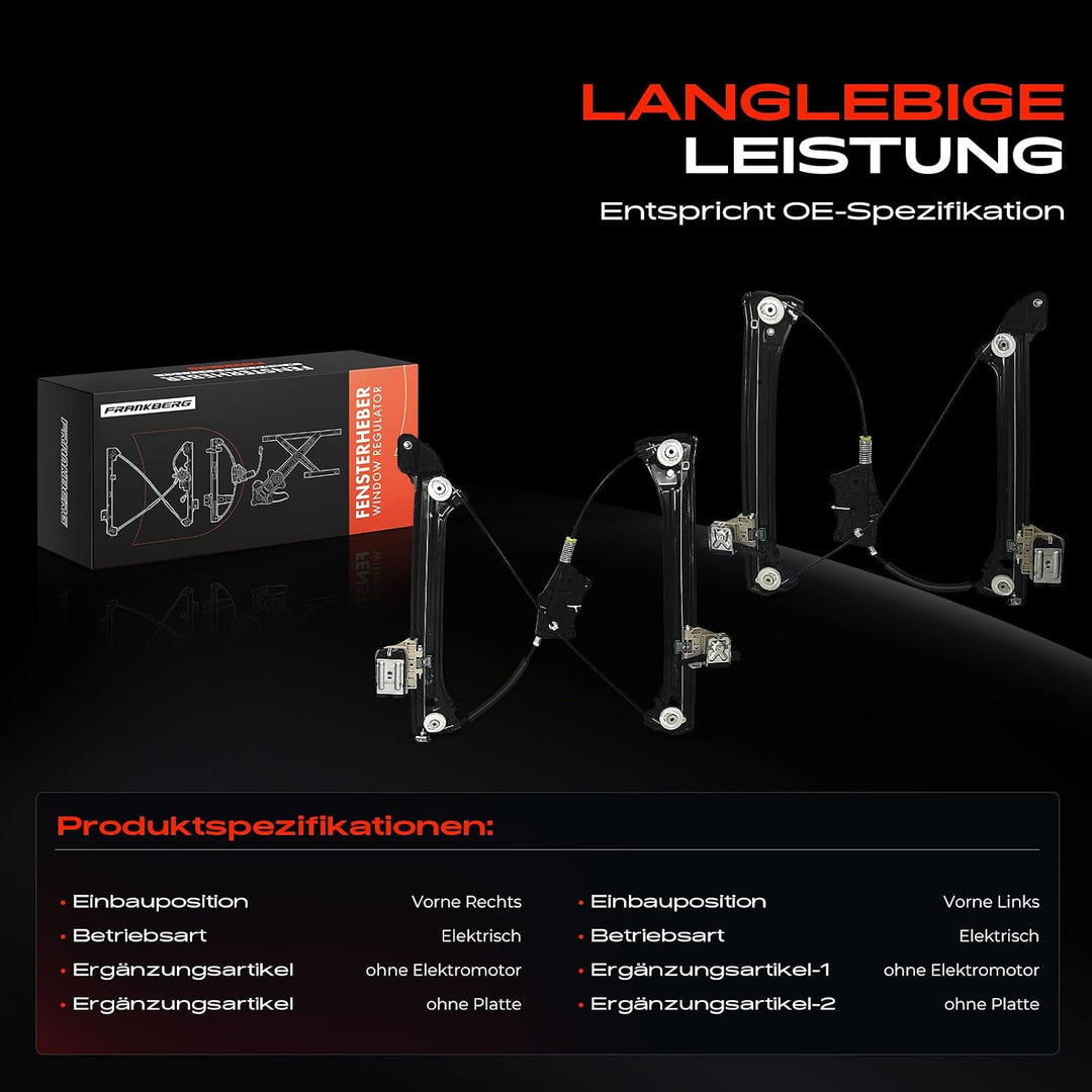 Frankberg 2x Fensterheber Elektrisch Vorne Links Rechts 8W8837461 | Kompatibel mit A5 Sportback F5A
