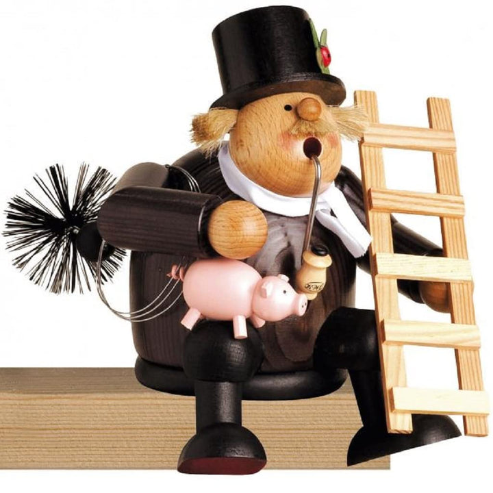 KWO Olbernhau 21623 Räuchermännchen Kantenhocker Schornsteinfeger, 16 cm
