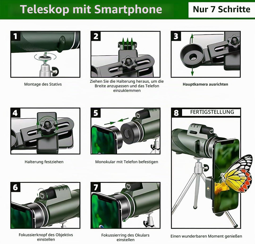 Monokulares Teleskop, Monokular 12x50, Monokular für Erwachsene, mit BAK4-Prisma und FMC-Objektiv, m