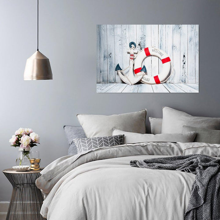 Feeby, Leinwandbild, Bilder, Wand Bild, Wandbilder, Kunstdruck 70x100cm, Marine, Hampton, Anker, RET
