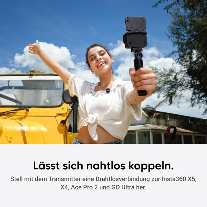 Insta360 Mic Air (1 TX + 1 RX), Rauschunterdrückung, 300 m Reichweite, Drahtloses Mikrofon für iPhon