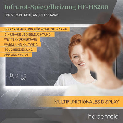 Heidenfeld Spiegel Infrarotheizung HF-HS200 mit Touchpanel | 𝟭𝟬 𝐉𝐀𝐇𝐑𝐄 𝐆𝐀𝐑𝐀𝐍𝐓𝐈𝐄 - 350 Watt - 100 x 60