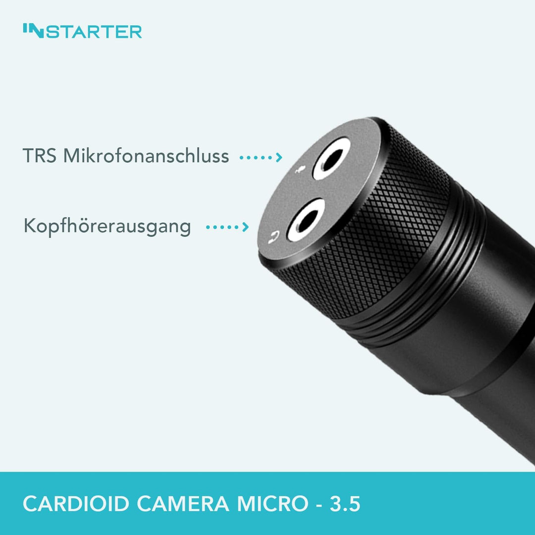 INSTARTER Cardioid Kamera Mikro 3.5, externes Videomikrofon für Kamera, kompaktes Richtrohrmikrofon