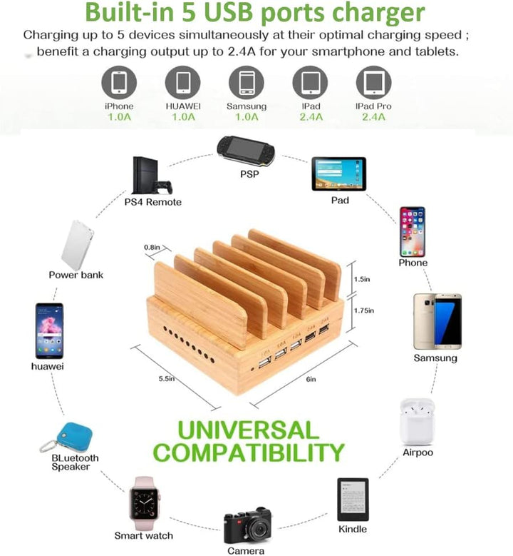 Yisen Handy Ladestation USB Ladegerät mehrfach Ladestation für mehrere Geräte Smartphone, Tablets (m