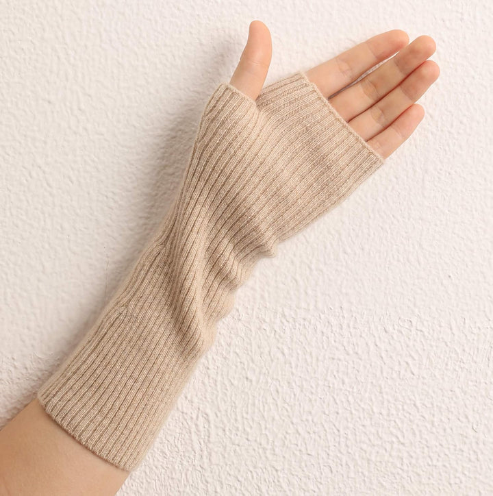 Prettystern Damen mid-lange Kaschmir Pulswärmer Arm-Stulpen fingerlose Ripp-Strick Handschuhe Länge