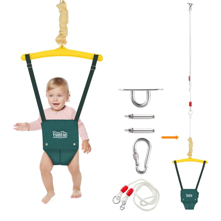 FUNLIO Baby Türhopser mit Deckenhaken für 6–24 Monate, Baby Hüpfschaukel für Drinnen und Draussen, K