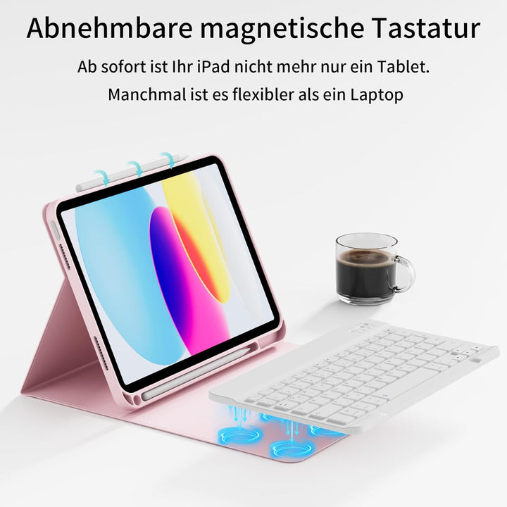ZOPSGYU Hülle mit Tastatur für iPad (A16) 11/10 Generation (2025/2022, 11/10.9 Zoll), Schutzhülle mi