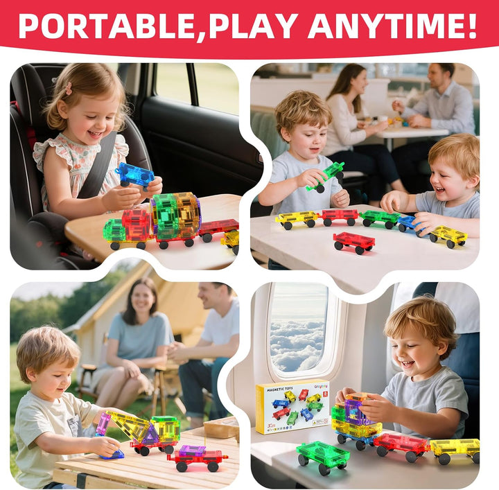 8 Stück Magnetbausteine Mini Auto Set Kompatibel mit Mini- und Standard Magnetische Bausteine Reises