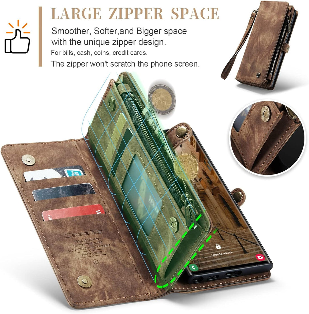 UFinetech Samsung S23 Ultra Hülle, Stossfest Kartenfach Magnetisch Abnehmbare Tasche Samsung Galaxy