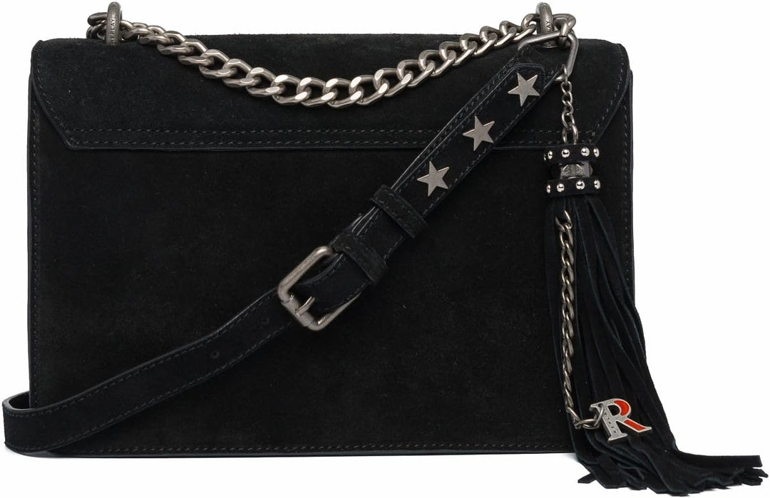 Replay Damen Umhängetasche aus Rindsleder Black 098, Black 098