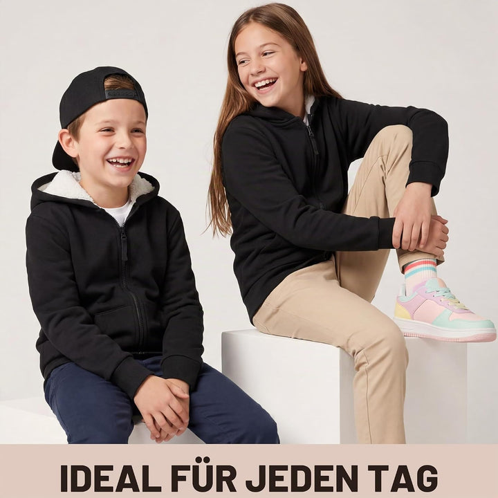 CityComfort Pullover Mädchen mit Fleece-Futter und Kapuze, Fleecejacke Kinder Mädchen Zipper Hoodie