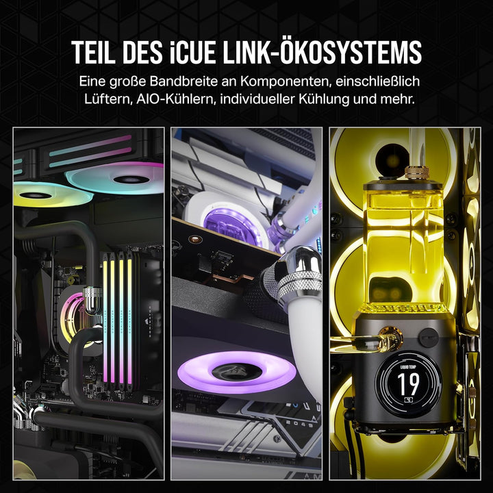 CORSAIR iCUE LINK XC7 RGB Elite CPU-Wasserkühler - Transparente Durchflusskammer - 24 RGB-LEDs - Kom