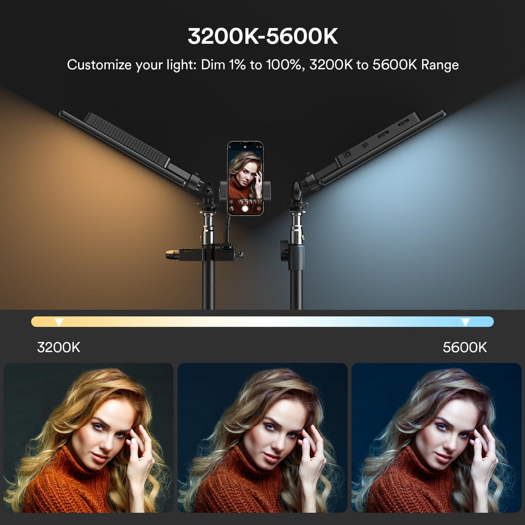 LED Video Kamera Licht, RALENO 2 Pack 384 LED Sanftes Videoleuchte mit 79" Einstellbarer Stativ Hand